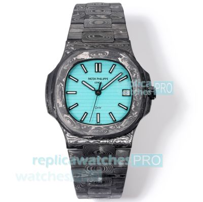 Super Clone DIW Patek Philippe Nautilus 5711 Carbon Fiber Tiffany Blue Dial Watch 
